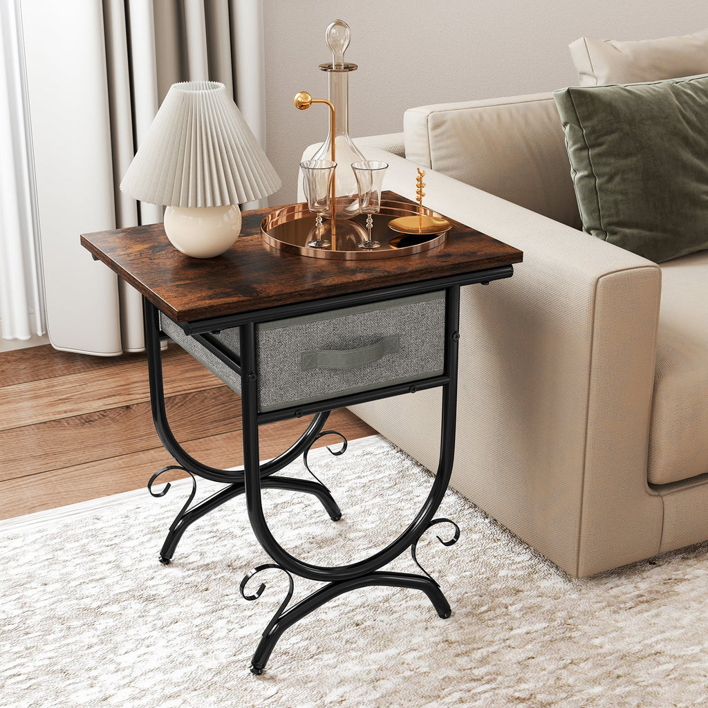 Side Table With Fabric Drawer