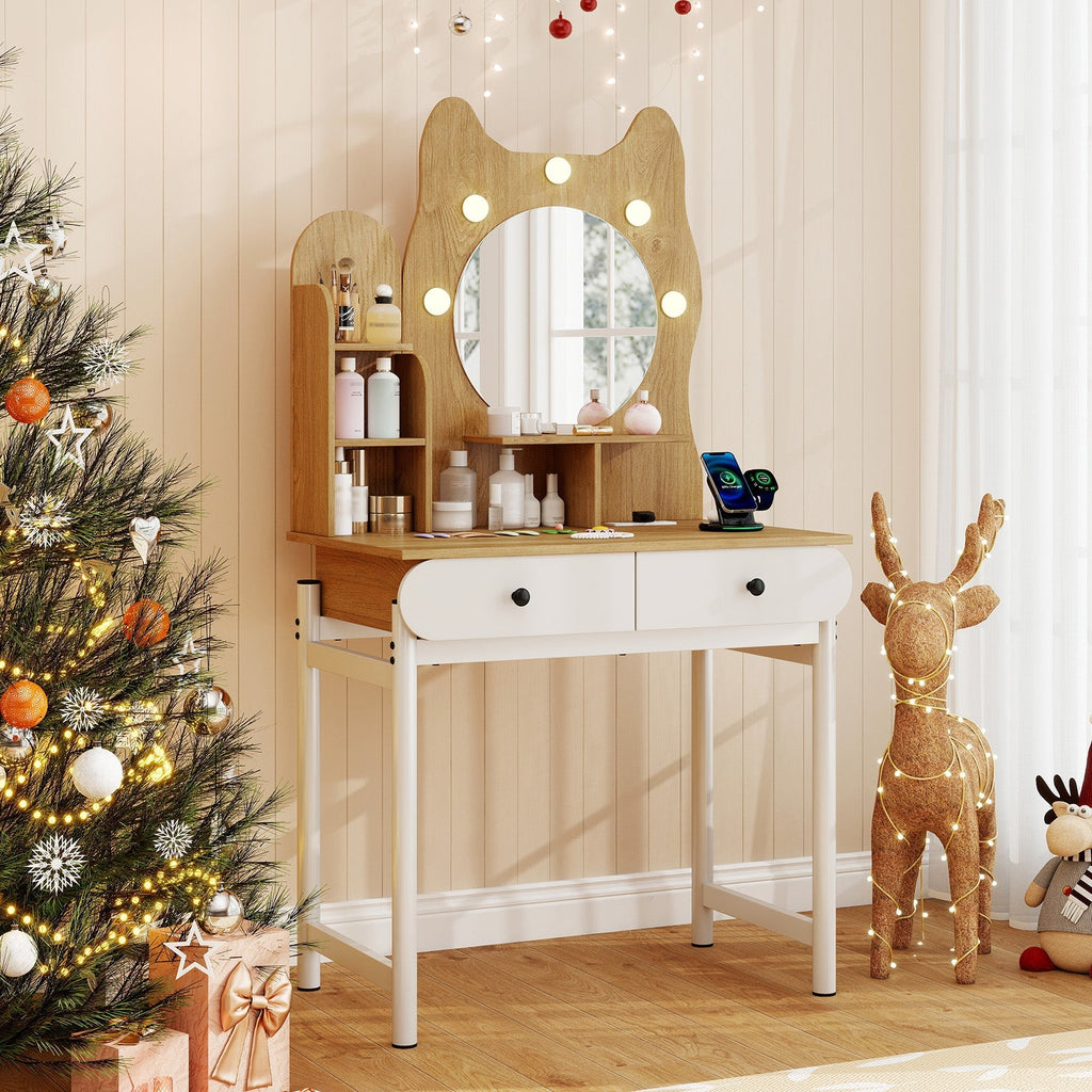 Lighted Cute Kitty Makeup Table