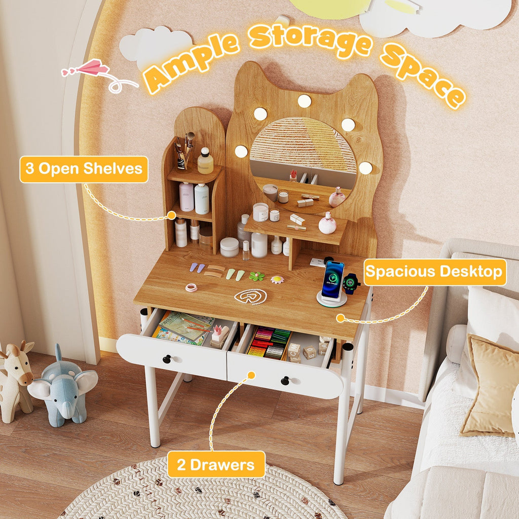 Lighted Cute Kitty Makeup Table