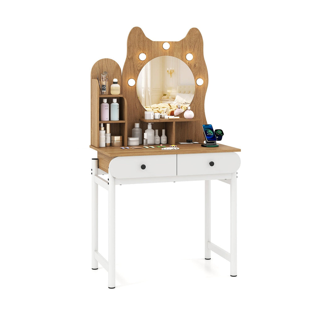 Lighted Cute Kitty Makeup Table