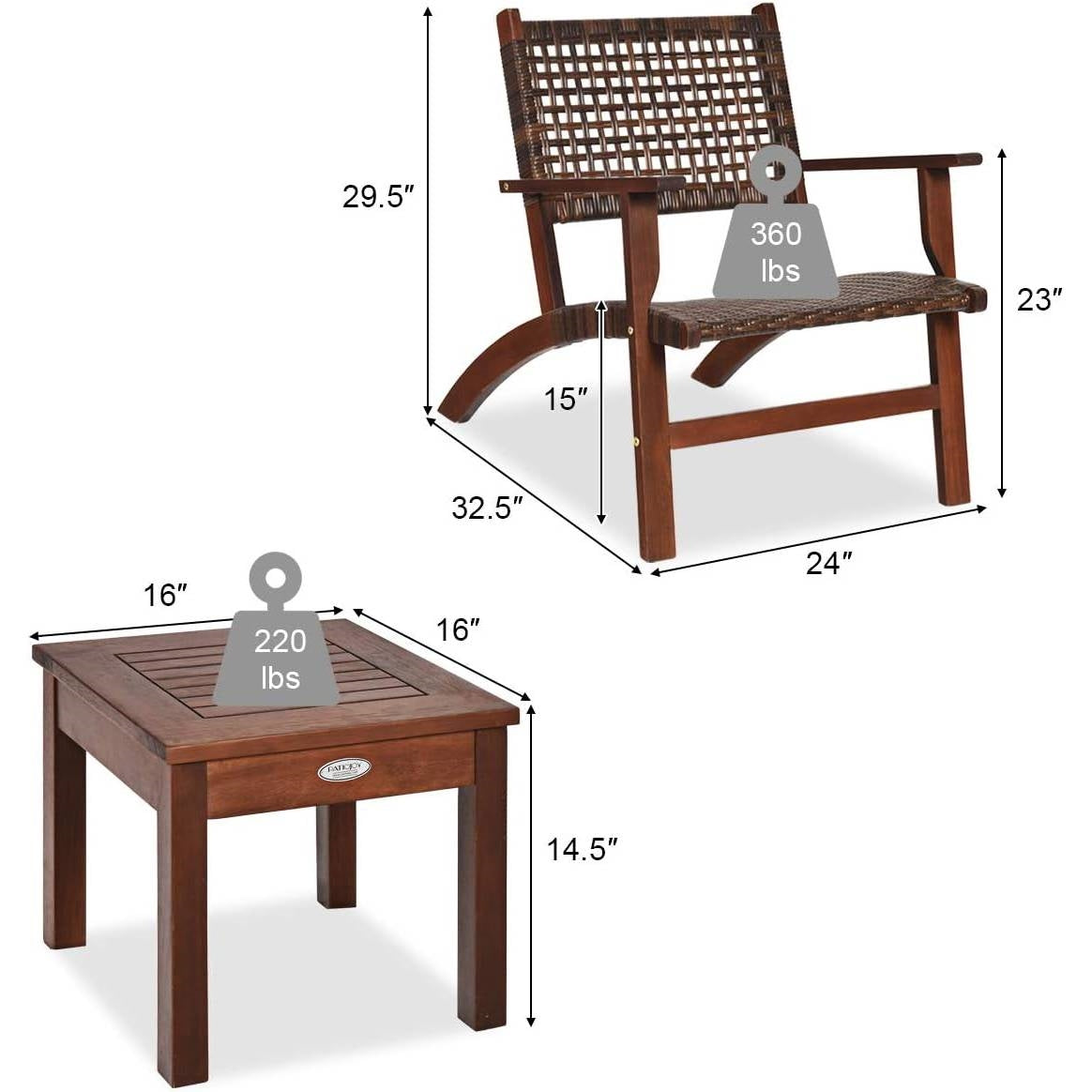 3-Pc. Patio Table/Chairs Set