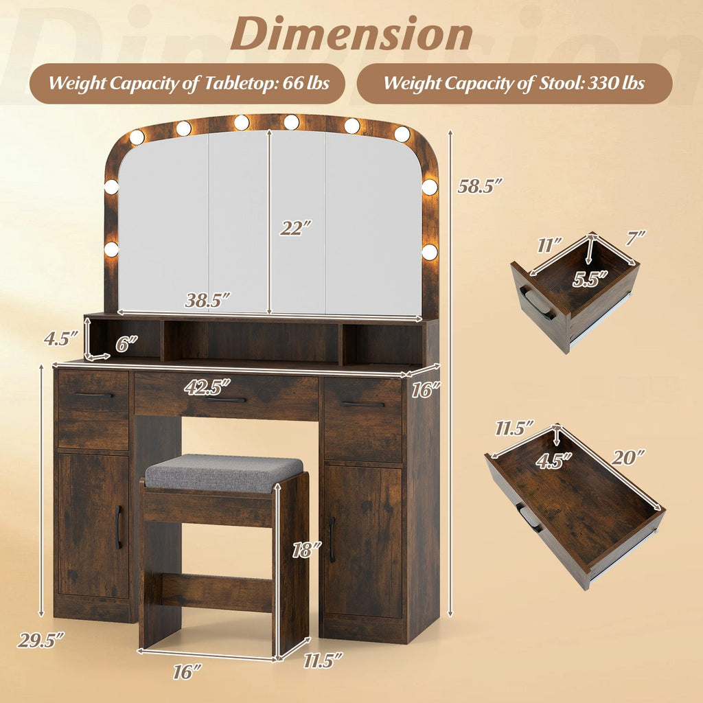Lighted Makeup Table/Stool