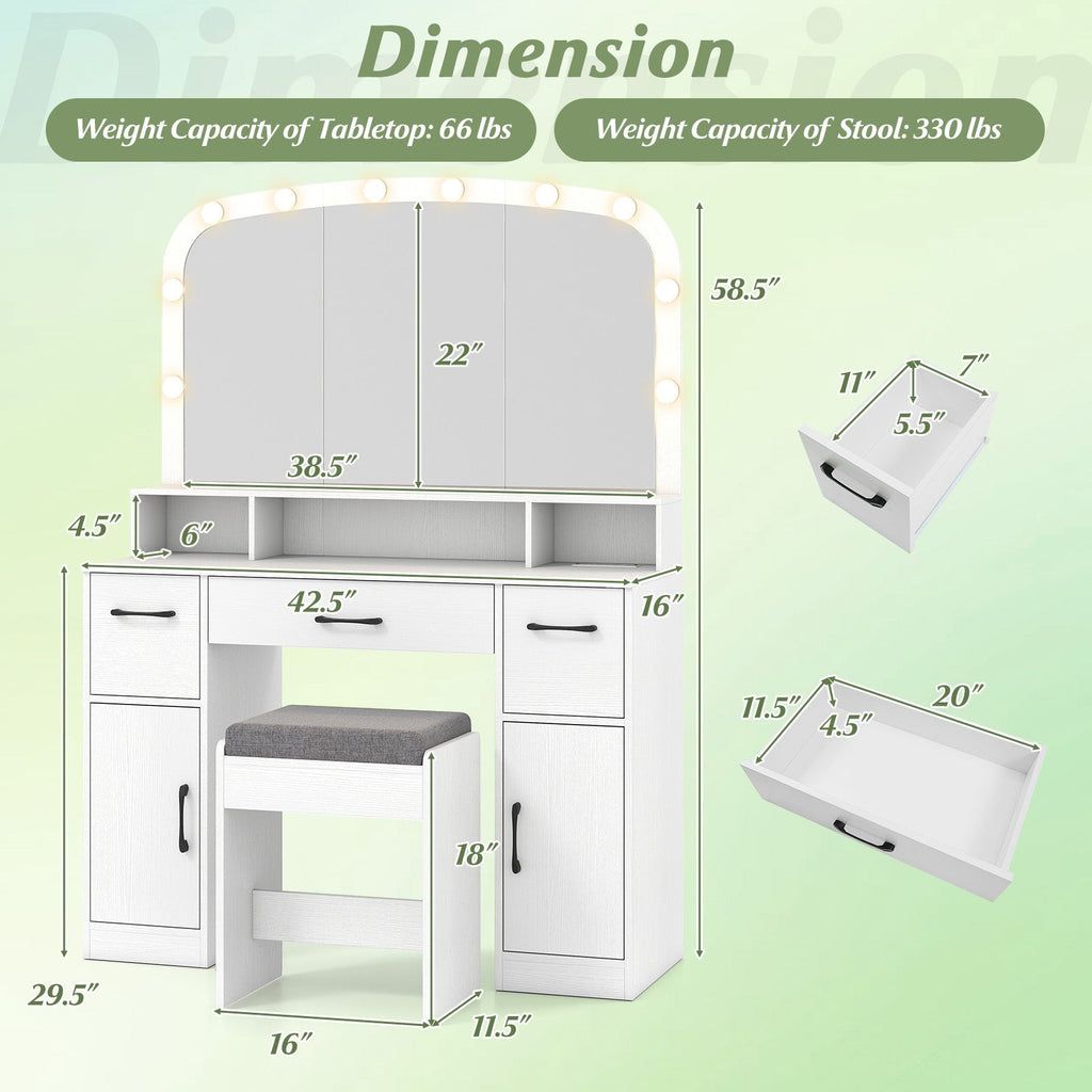 Lighted Makeup Table/Stool
