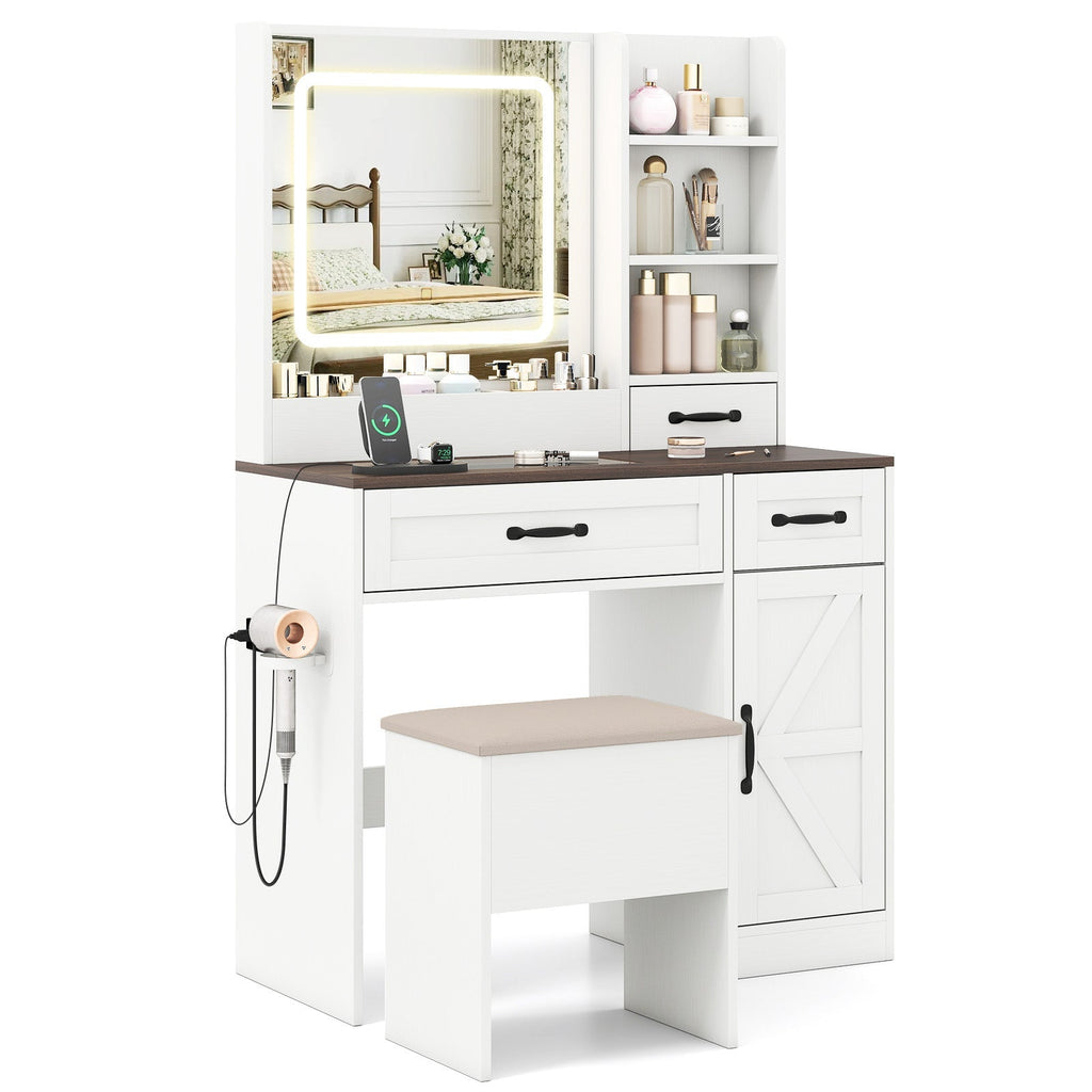 Farmhouse Makeup Table+Stool