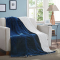 Night Blue Sherpa Throw Blanket