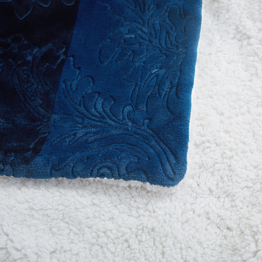 Night Blue Sherpa Throw Blanket