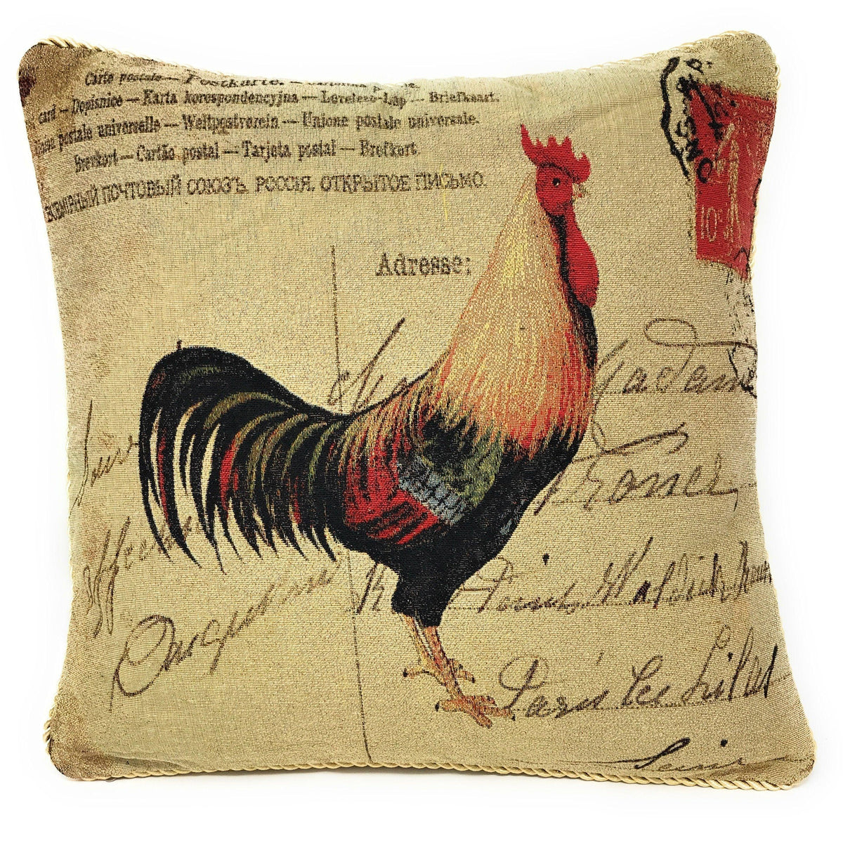 Country Rooster Throw Pillow Cover 18"