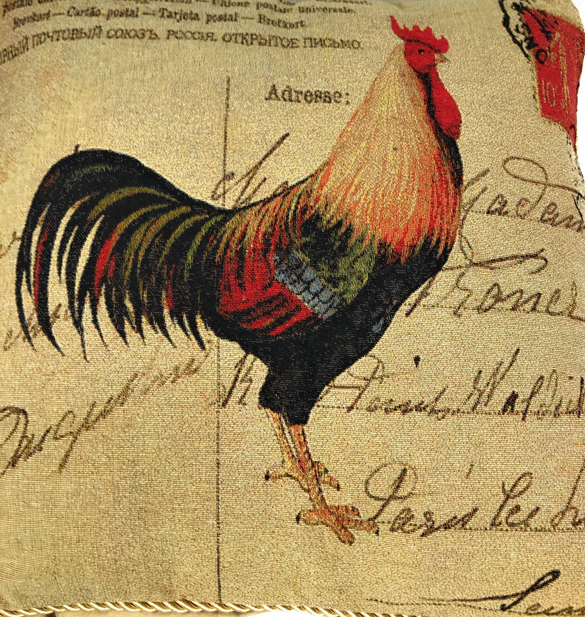Country Rooster Throw Pillow Cover 18"