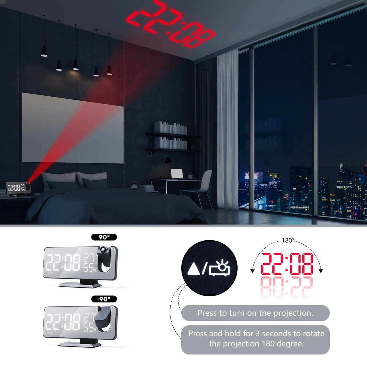 Dual-Alarm Projection Clock