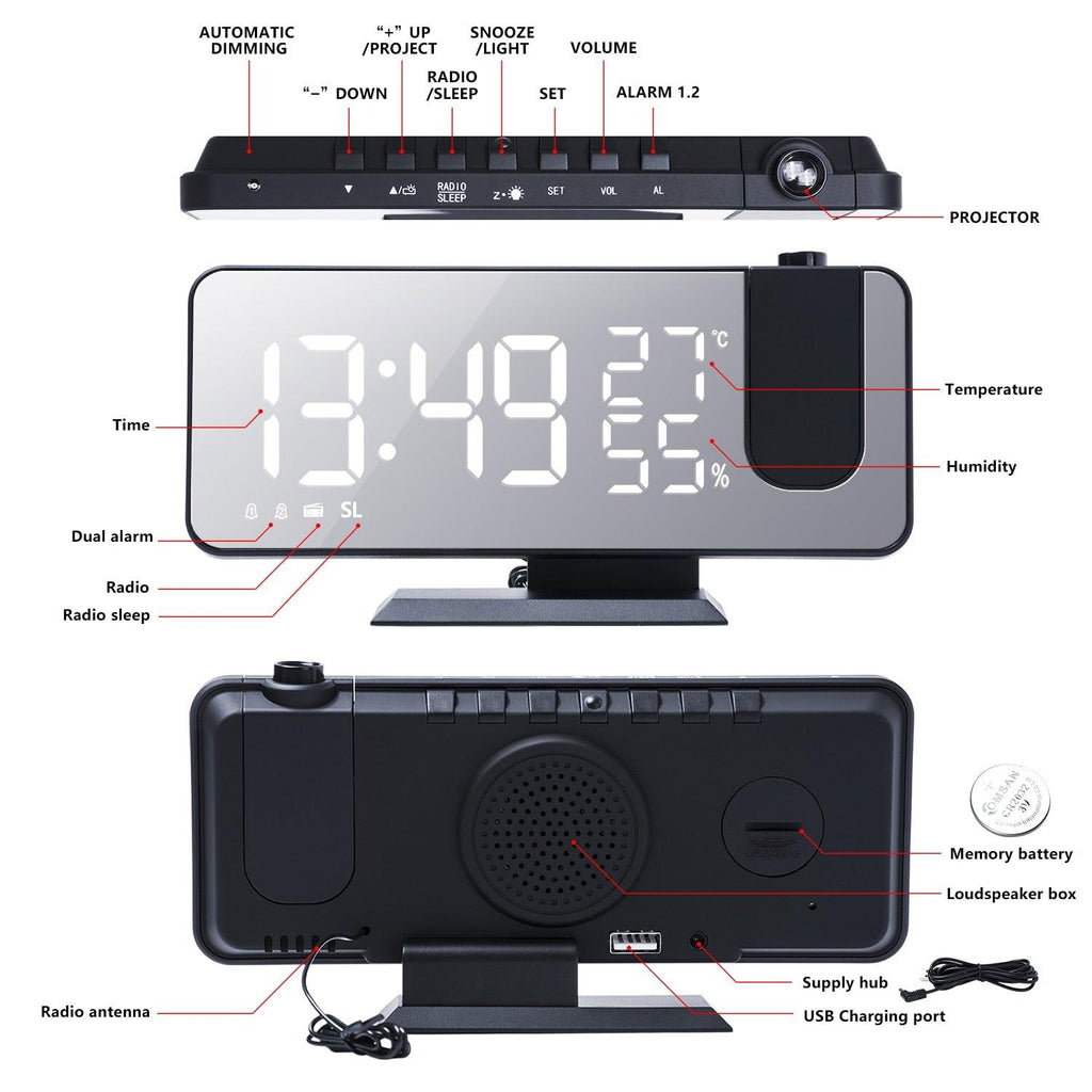 Dual-Alarm Projection Clock