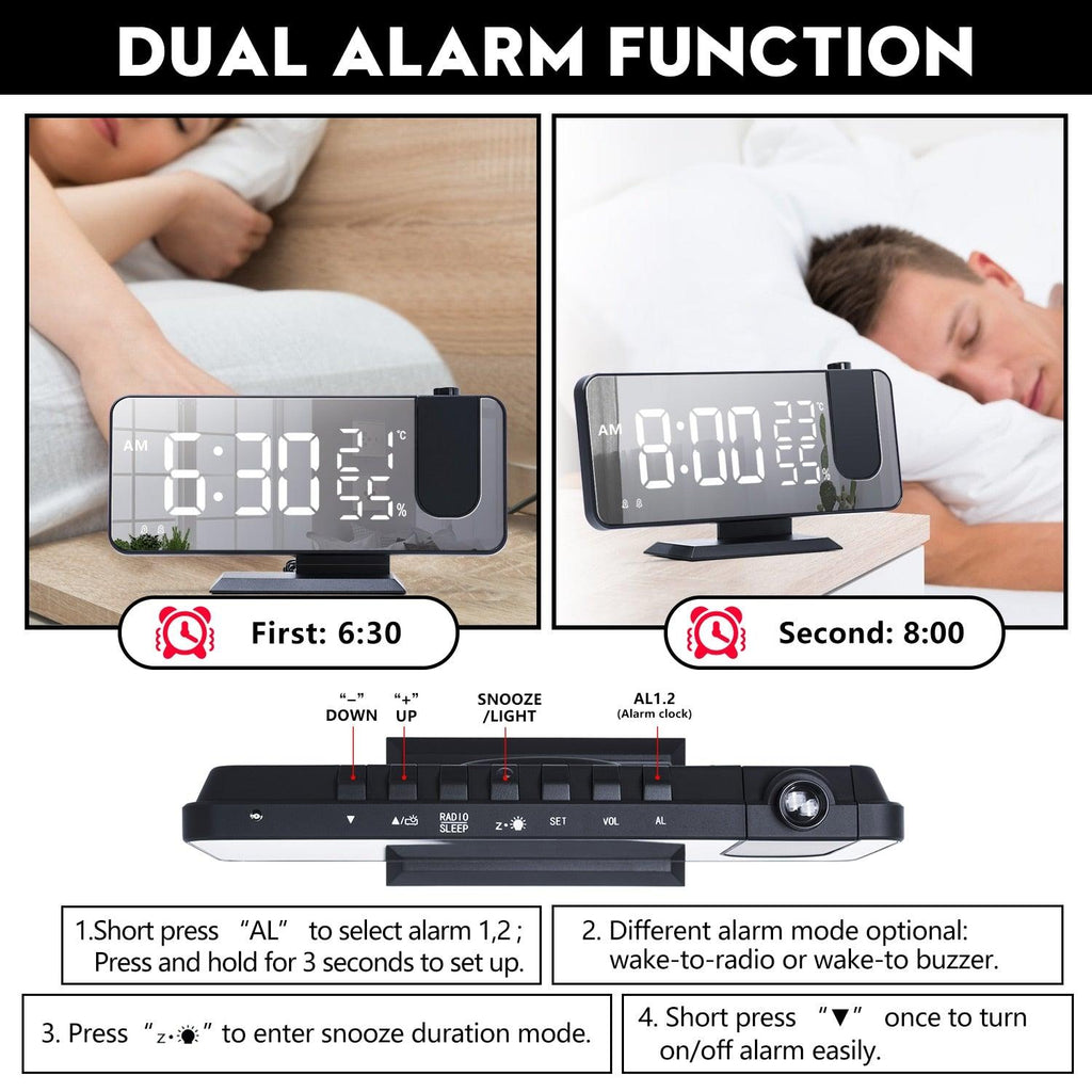 Dual-Alarm Projection Clock