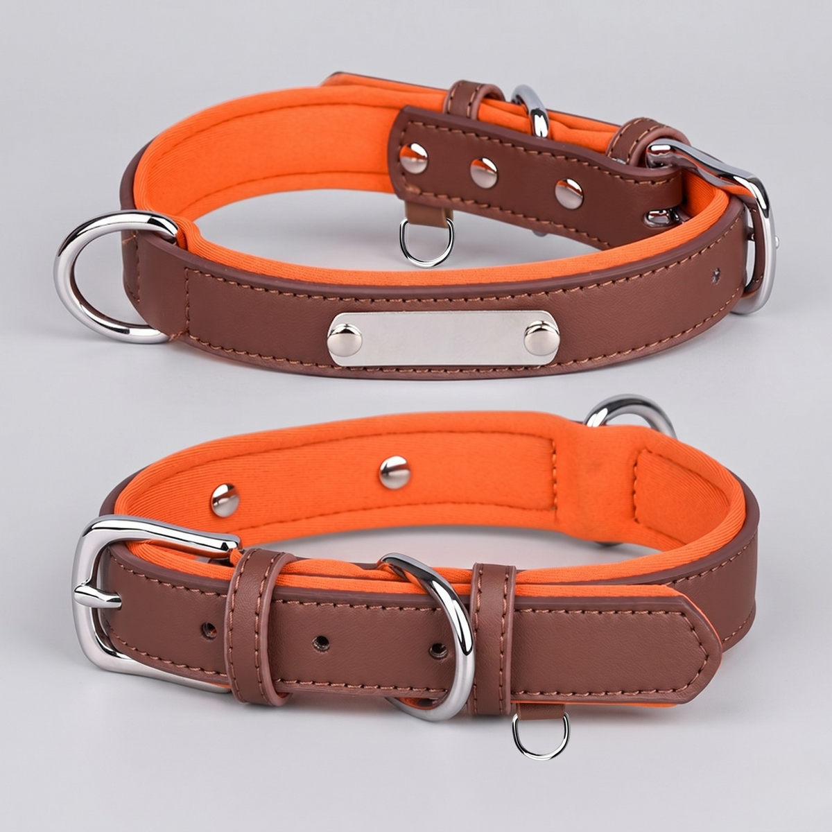Leather Dog Collar w/Nameplate