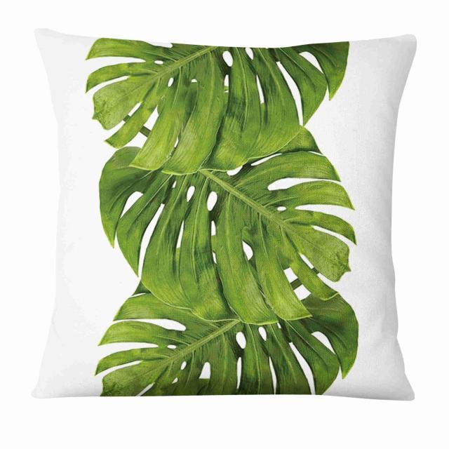 Green Leaves Throw Pillow Cover