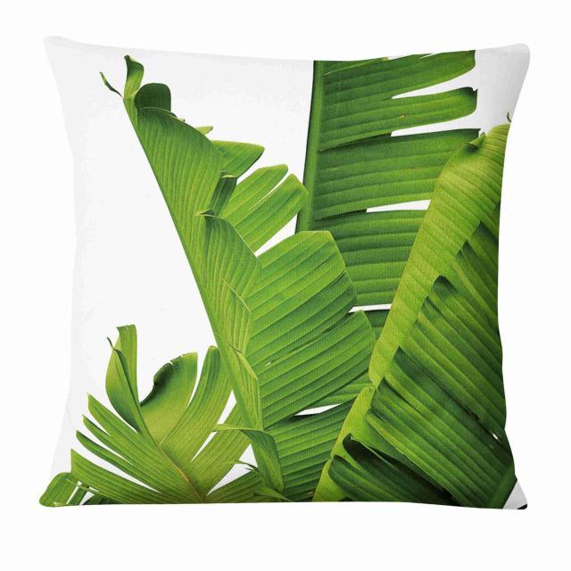 Green Leaves Throw Pillow Cover