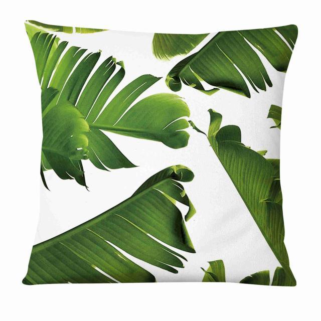 Green Leaves Throw Pillow Cover