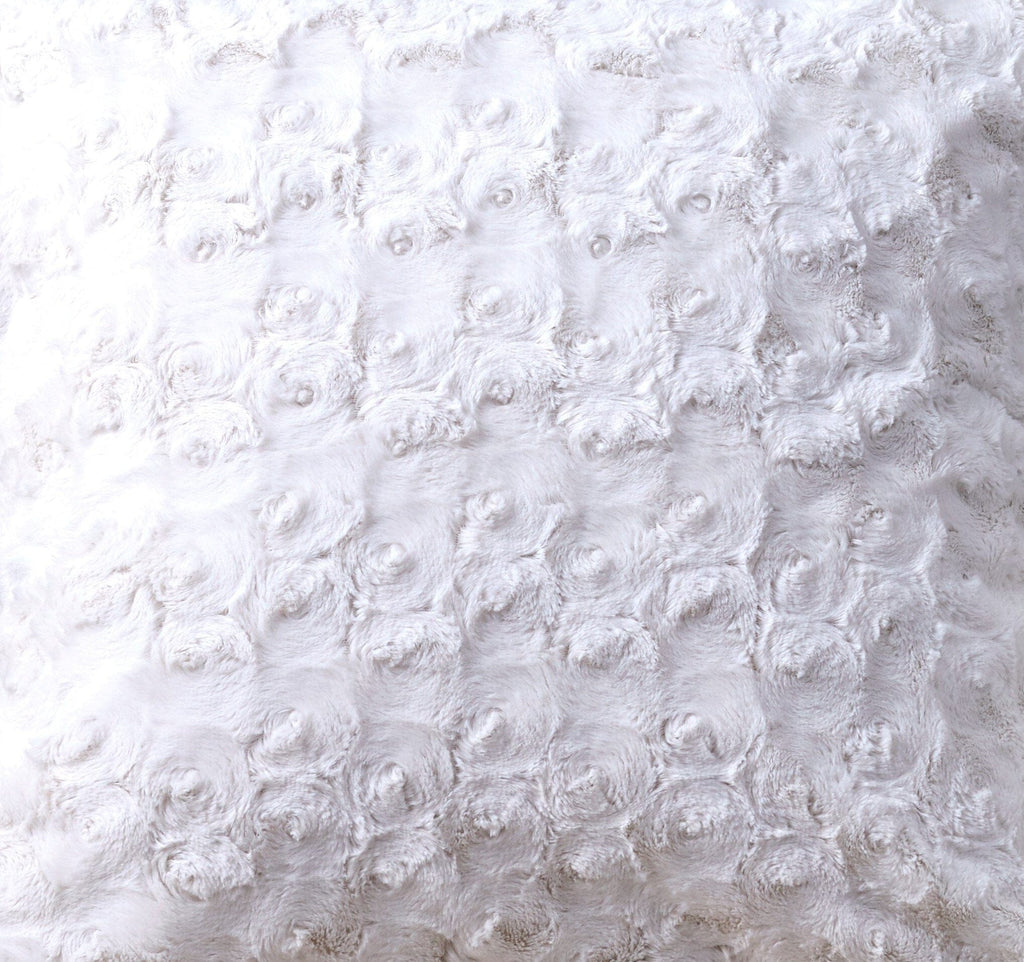White Roses Faux Fur Pillow Cover