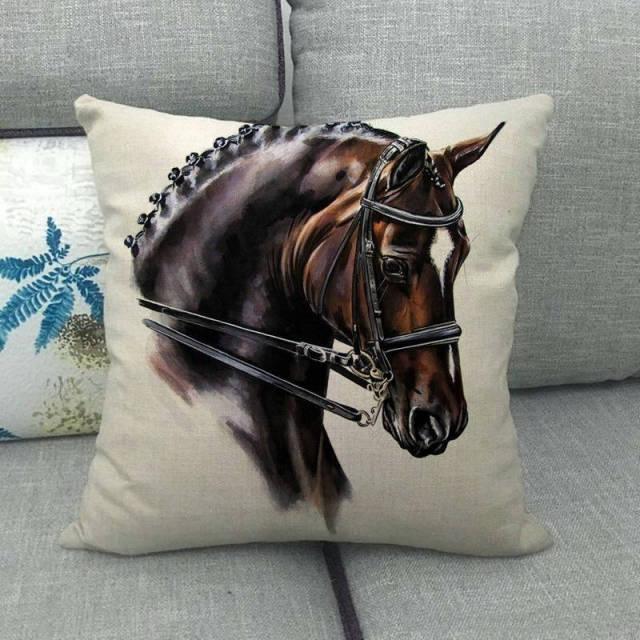 Horse Head Pattern Pillow Cover