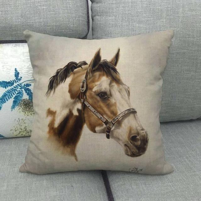 Horse Head Pattern Pillow Cover