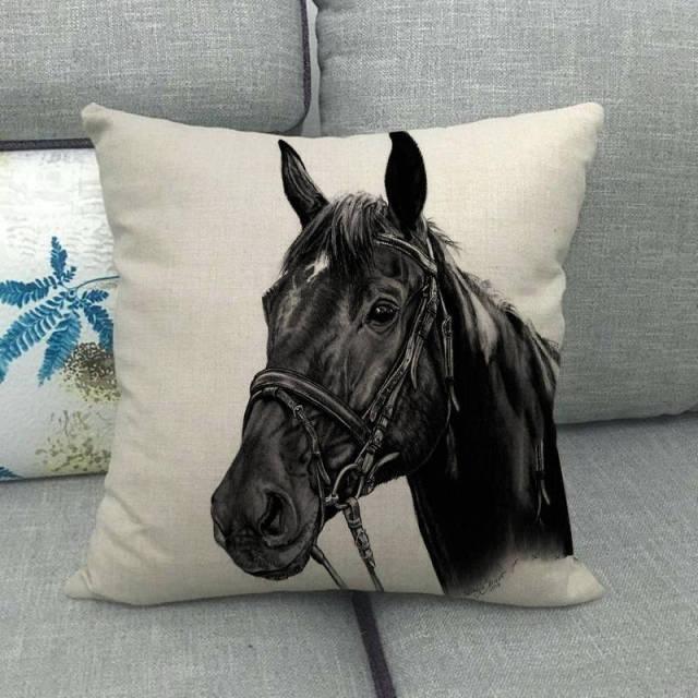 Horse Head Pattern Pillow Cover