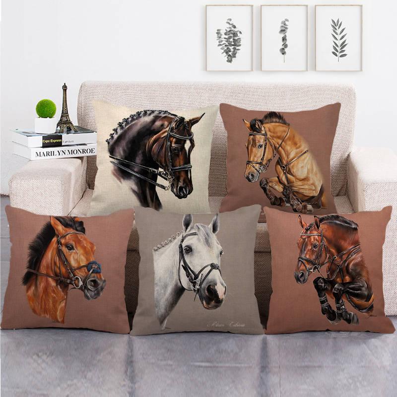 Horse Head Pattern Pillow Cover