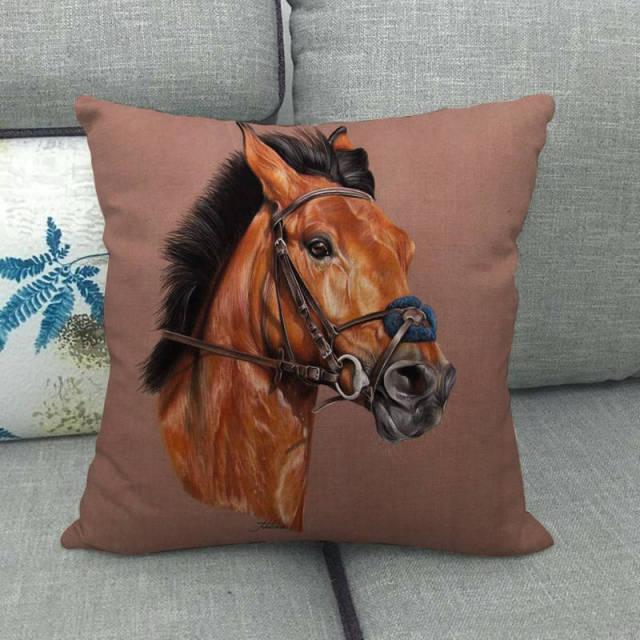 Horse Head Pattern Pillow Cover
