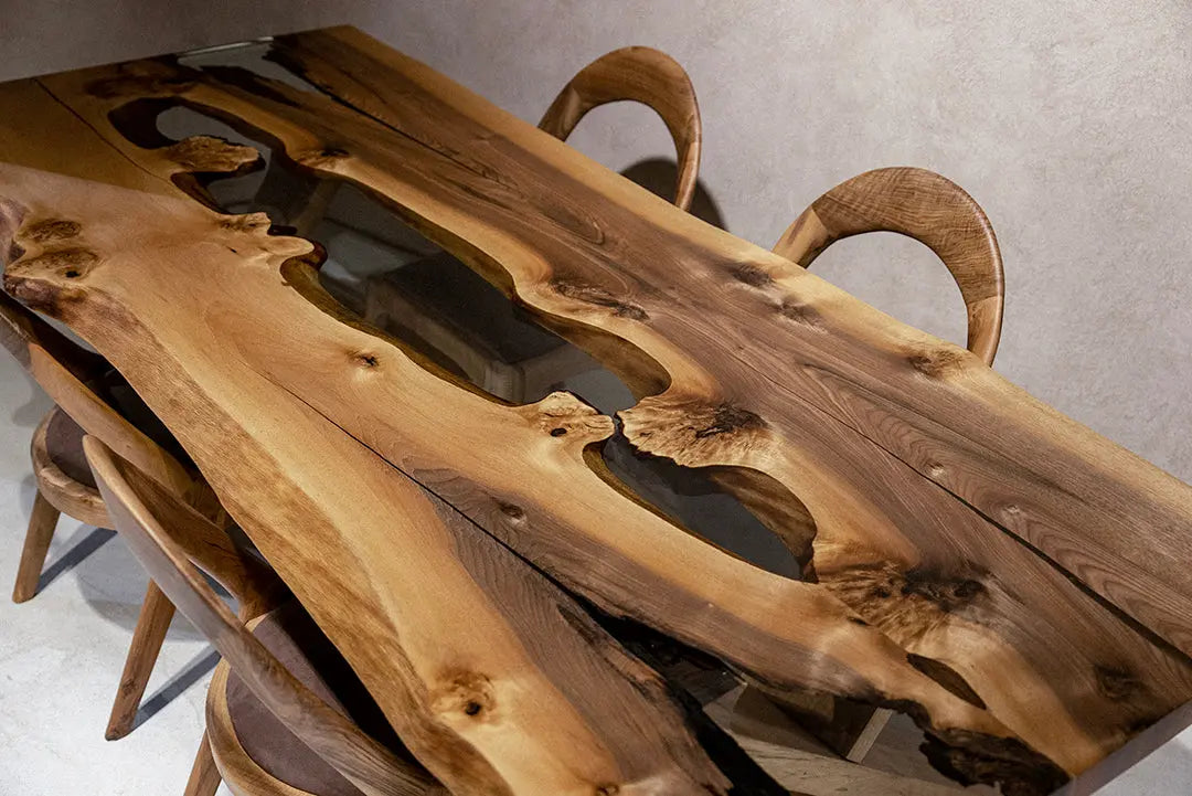 Live Edge, Resin/Walnut Dining Table