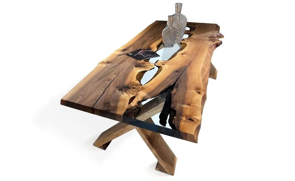 Live Edge, Resin/Walnut Dining Table