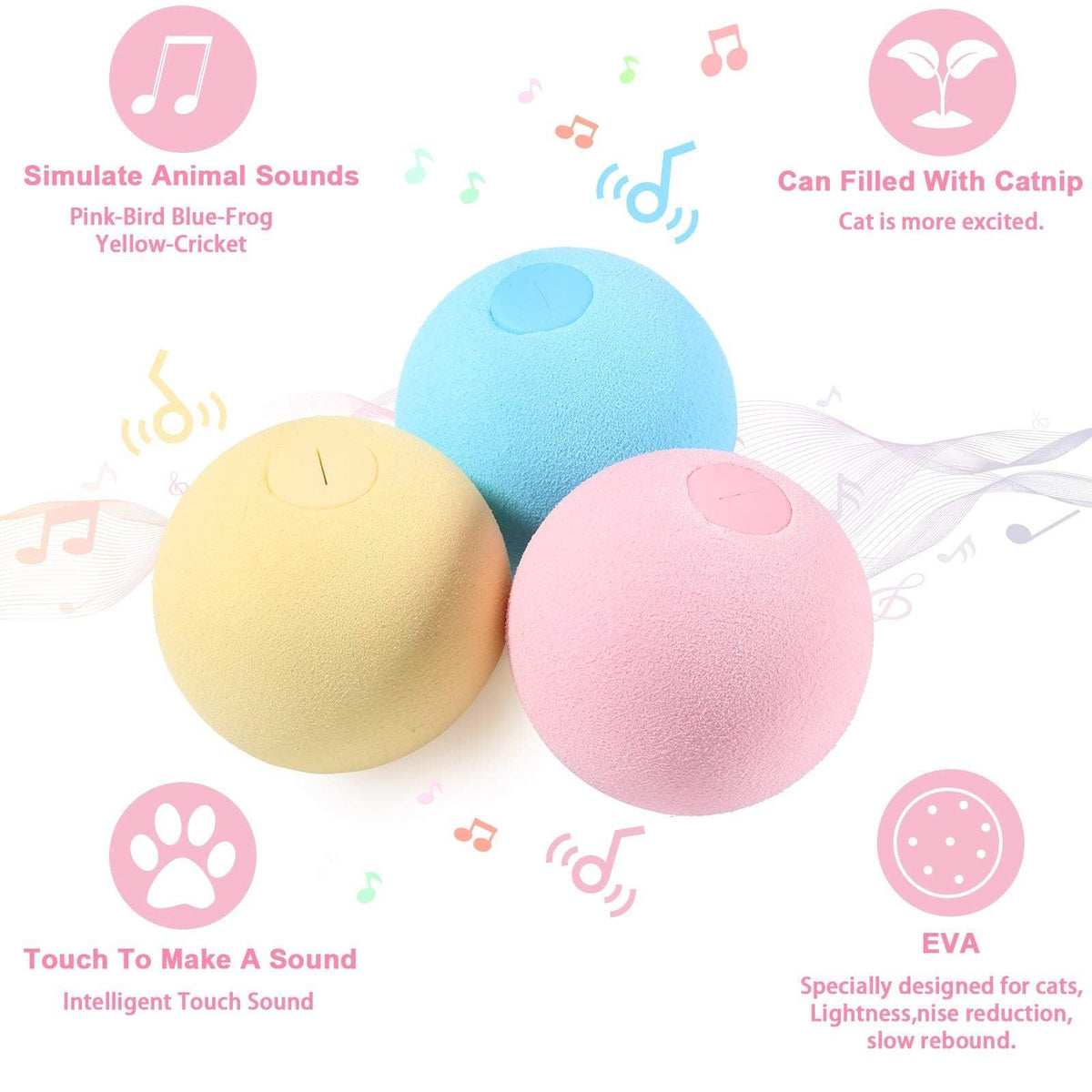 Interactive Chirping Catnip Balls