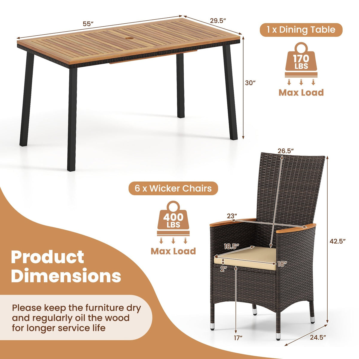 Outdoor Dining Set- 6 Person